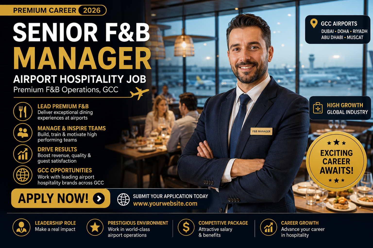 Senior F&B Manager – Airport Hospitality Job (Premium F&B Operations, GCC)