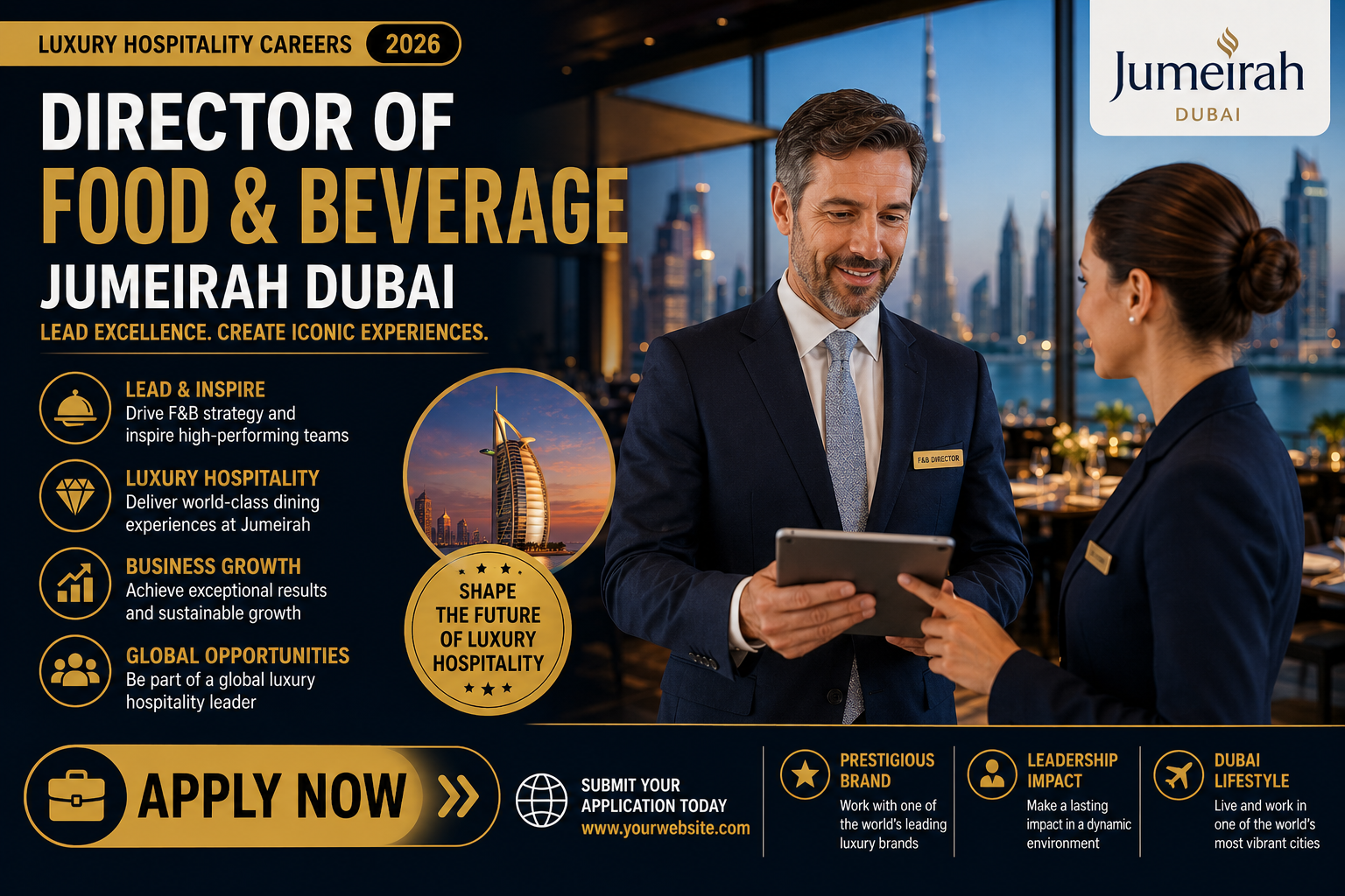 Director of Food & Beverage – Jumeirah Dubai (Luxury Hospitality Careers)2026