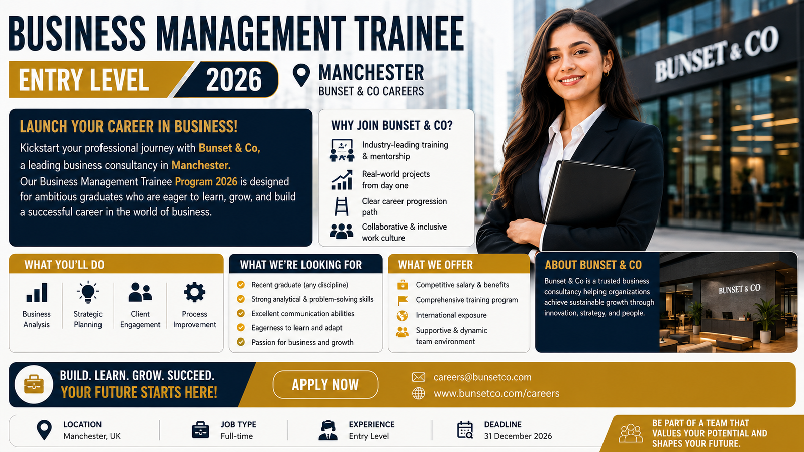 Business Management Trainee (Entry Level) 2026 – Manchester | Bunset & Co Careers